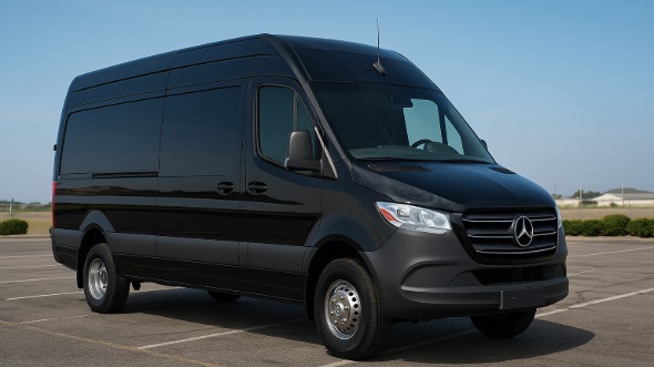 Exterior of Charter Bus Company O'Fallon's 14 Passenger Sprinter Limousine in O'Fallon