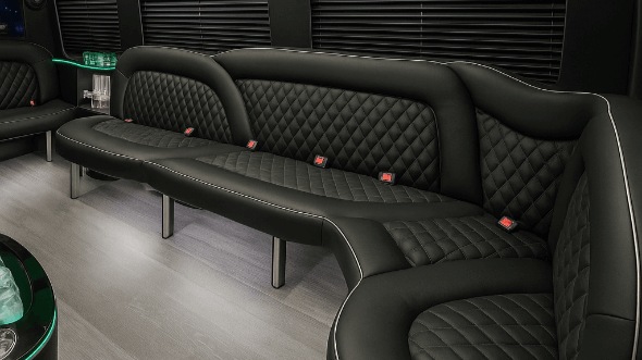 Interior of Charter Bus Company O'Fallon's 15 Passenger Party Bus in O'Fallon