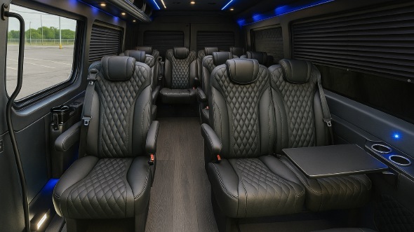 Interior of Charter Bus Company Springfield's 18 Passenger Minibus in Springfield