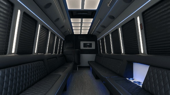 Interior of Charter Bus Company Blue Springs's 25 Passenger Party Bus in Blue Springs