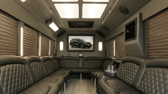 Interior of Charter Bus Company Columbia's 25 Passenger Party Bus in Columbia