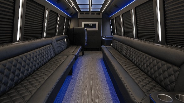 Interior of Charter Bus Company Kansas City's 25 Passenger Party Bus in Kansas City
